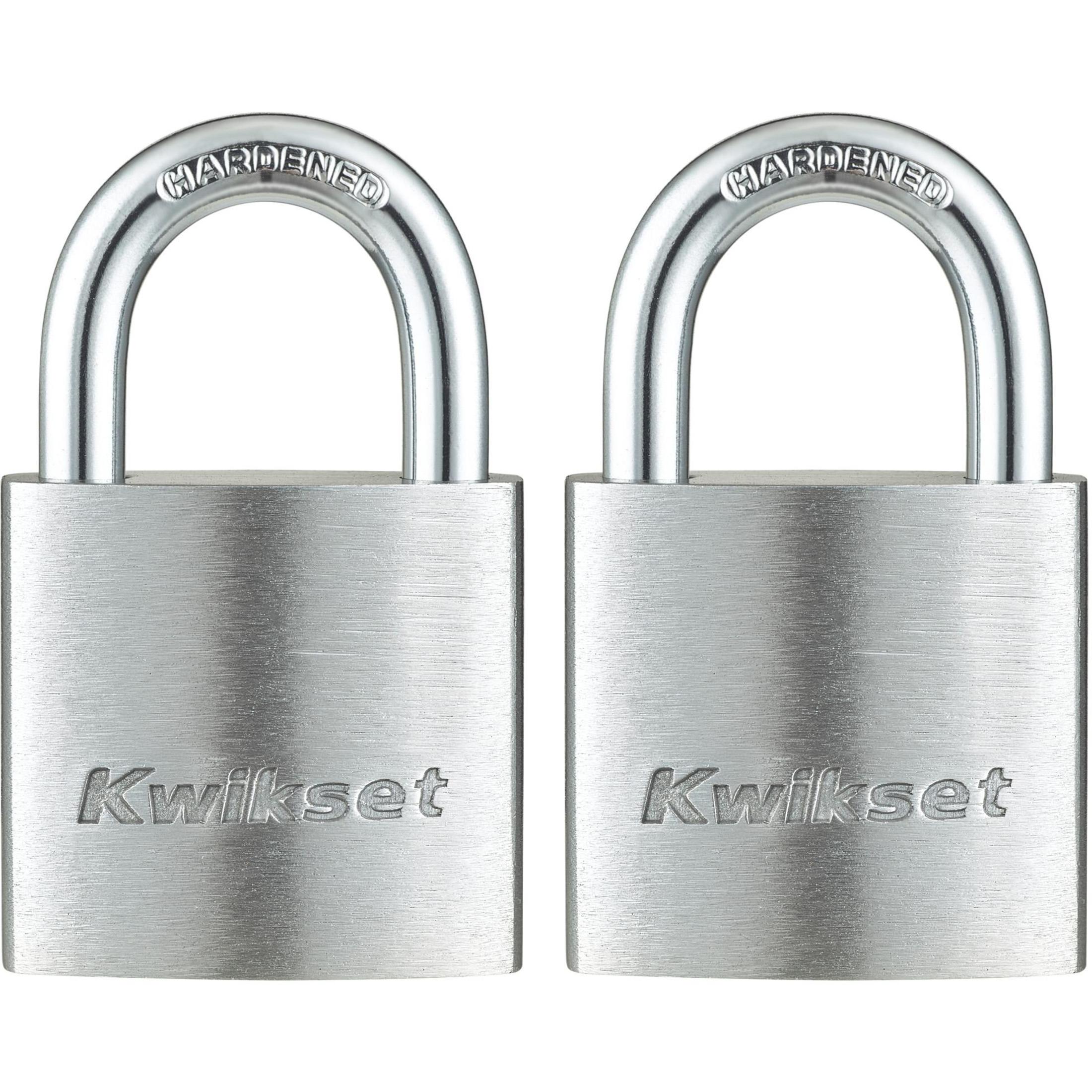 Kwikset 1-1/4" Aluminum Padlock KA with 5/8" Shackle, 2-Pack