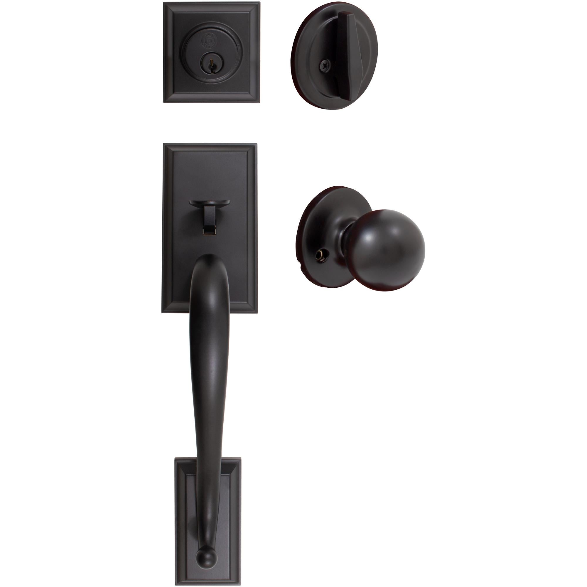 Stone Harbor Hardware Willow Park Handleset, Ball Interior Trim, KW Keyway, Matte Black