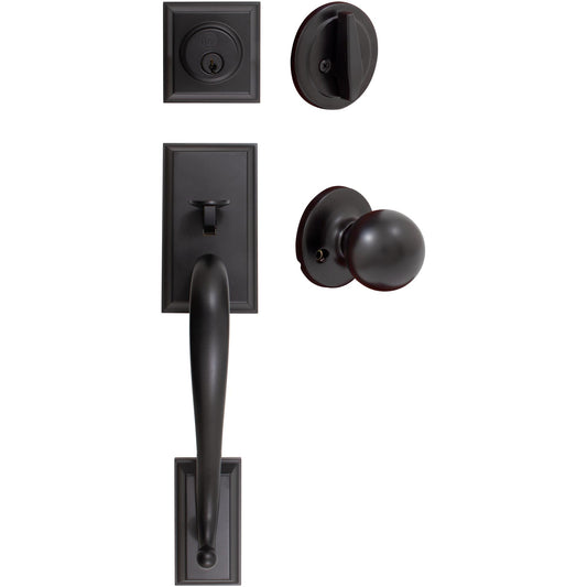 Stone Harbor Hardware Willow Park Handleset, Ball Interior Trim, KW Keyway, Matte Black