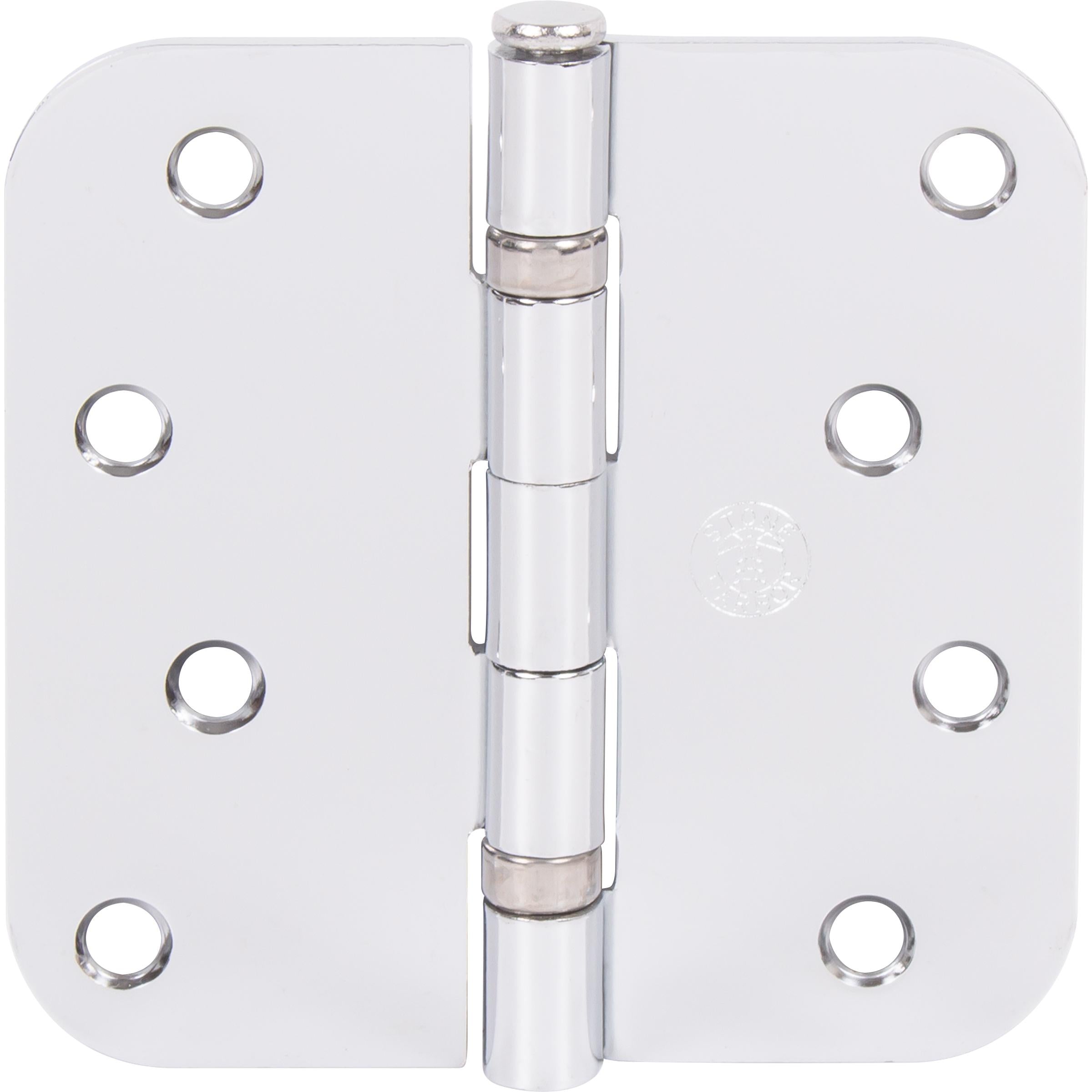 Stone Harbor Hardware 4" Ball-Bearing Door Hinges, 5/8" Radius Corner, Polished Chrome, 2-Pack