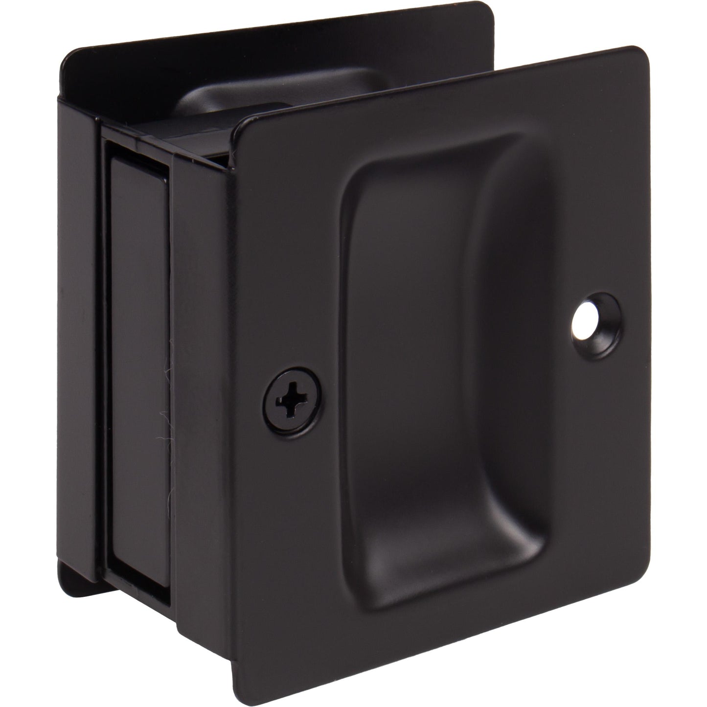 Stone Harbor Hardware Premium Square Pocket Door Lock, Passage Function, Matte Black
