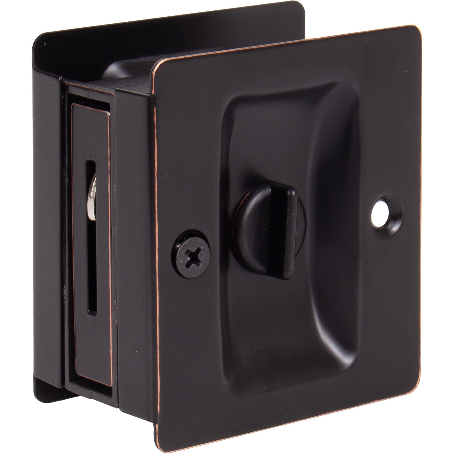 Stone Harbor Hardware Premium Square Pocket Door Lock, Privacy Function, Vintage Bronze