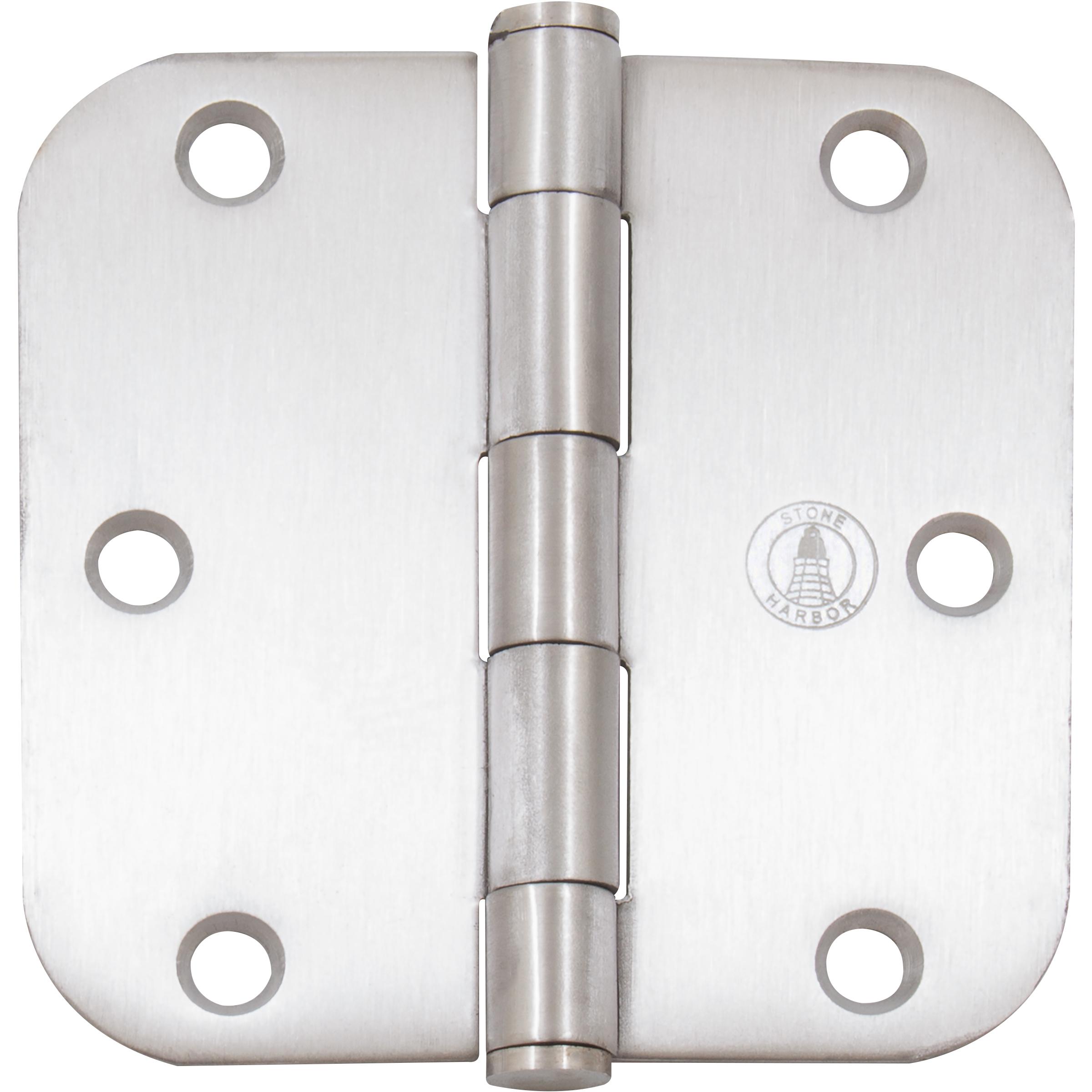 Stone Harbor Hardware 3-1/2" Door Hinges, 5/8" Radius Corner, Satin Stainless Steel, 2-Pack