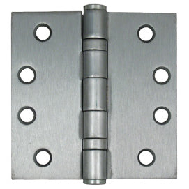 Stone Harbor Hardware Commercial Grade Ball Bearing Hinge, 4 Inches, Square Corner, .129 Gauge, Satin Chrome