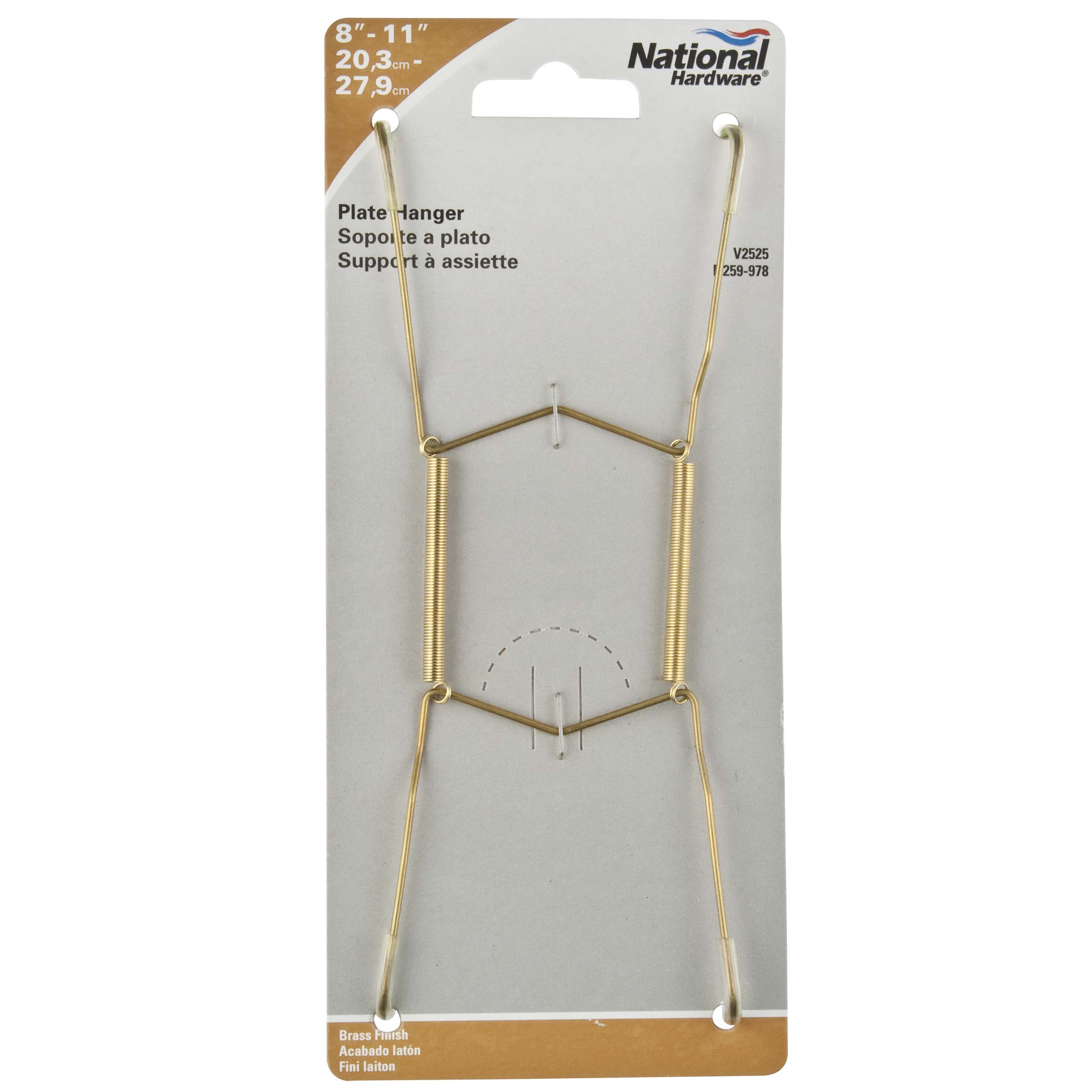 National Hardware - V2525-0811 Adjustable 11" Decorative Plate Hanger - Brass