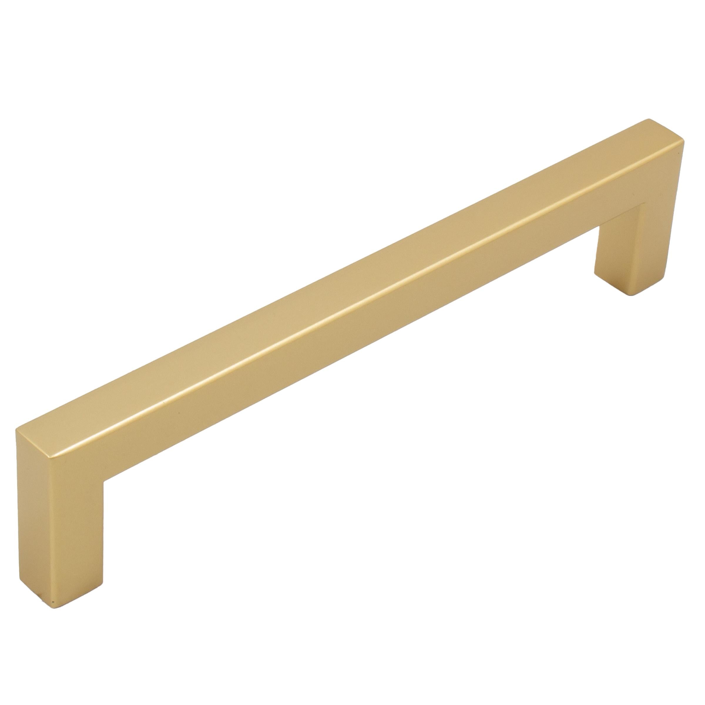 Stone Harbor Hardware Contemporary Square Cabinet Pull, 128 Millimeters, Stainless Steel Base Material, Satin Brass