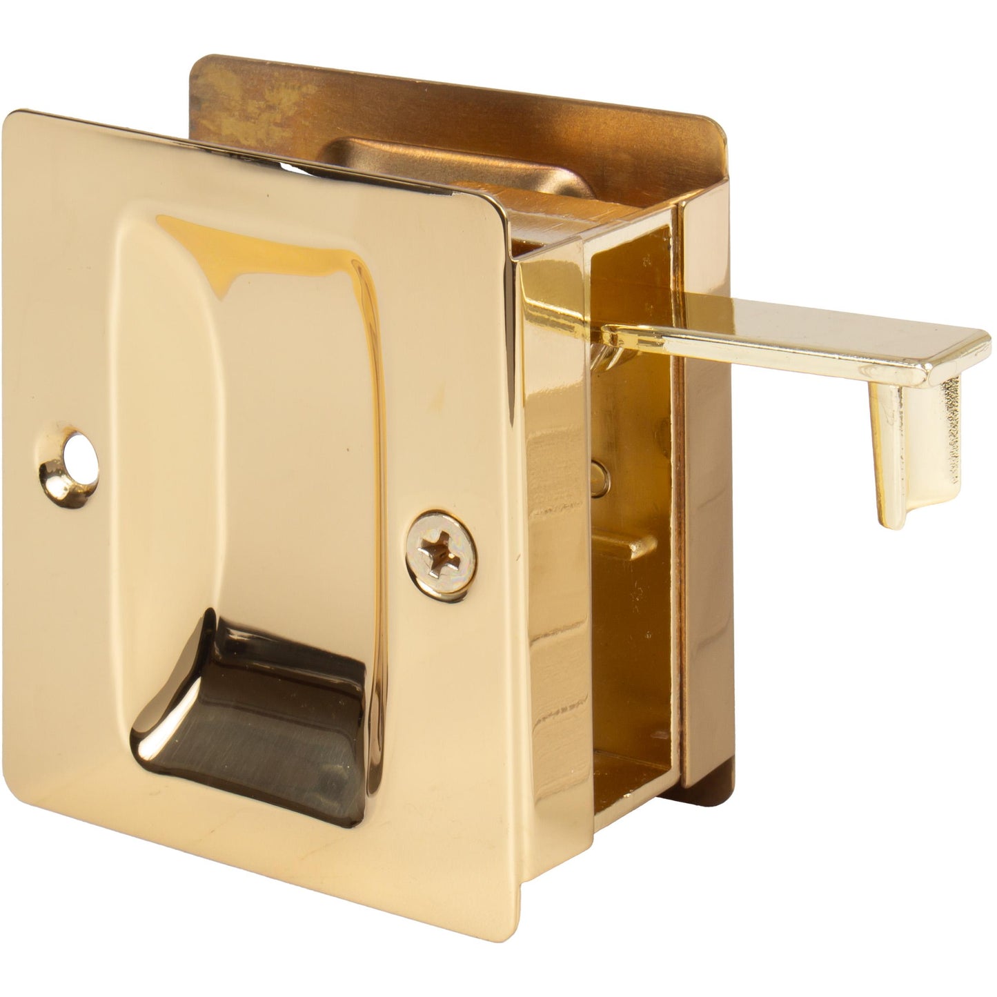 Stone Harbor Hardware Premium Square Pocket Door Lock, Passage Function, Polished Brass