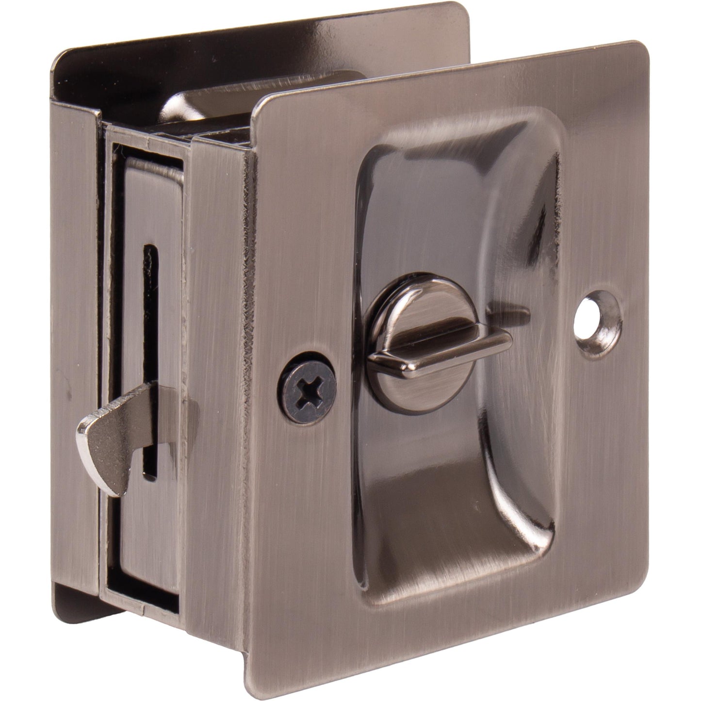 Stone Harbor Hardware Premium Square Pocket Door Lock, Privacy Function, Antique Nickel