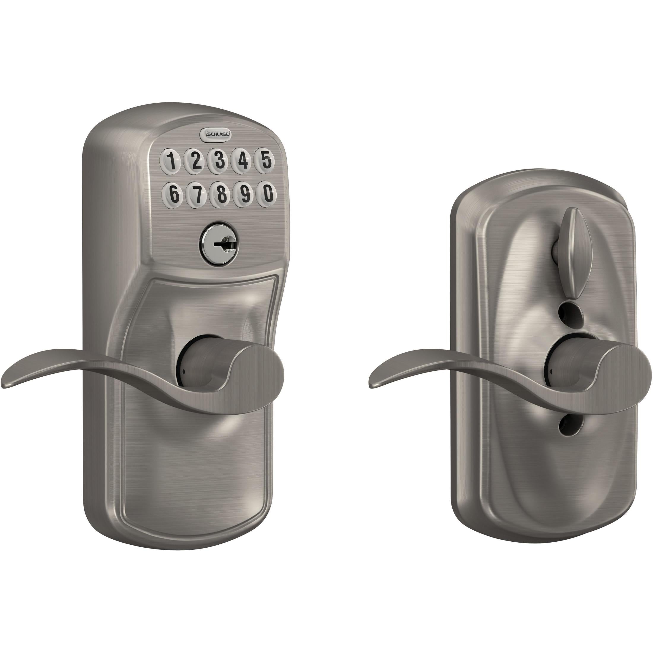 FE595PLY619ACC 16-086 10-027 Accent / Plymouth Keypad Lever - Satin Nickel