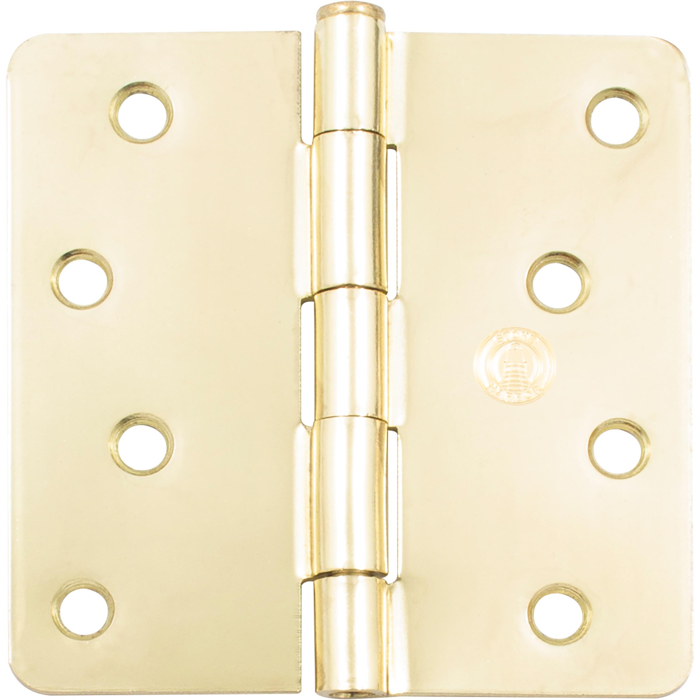 Stone Harbor Hardware 4" Door Hinges, 1/4" Radius Corner, Polished Brass, 3-Pack