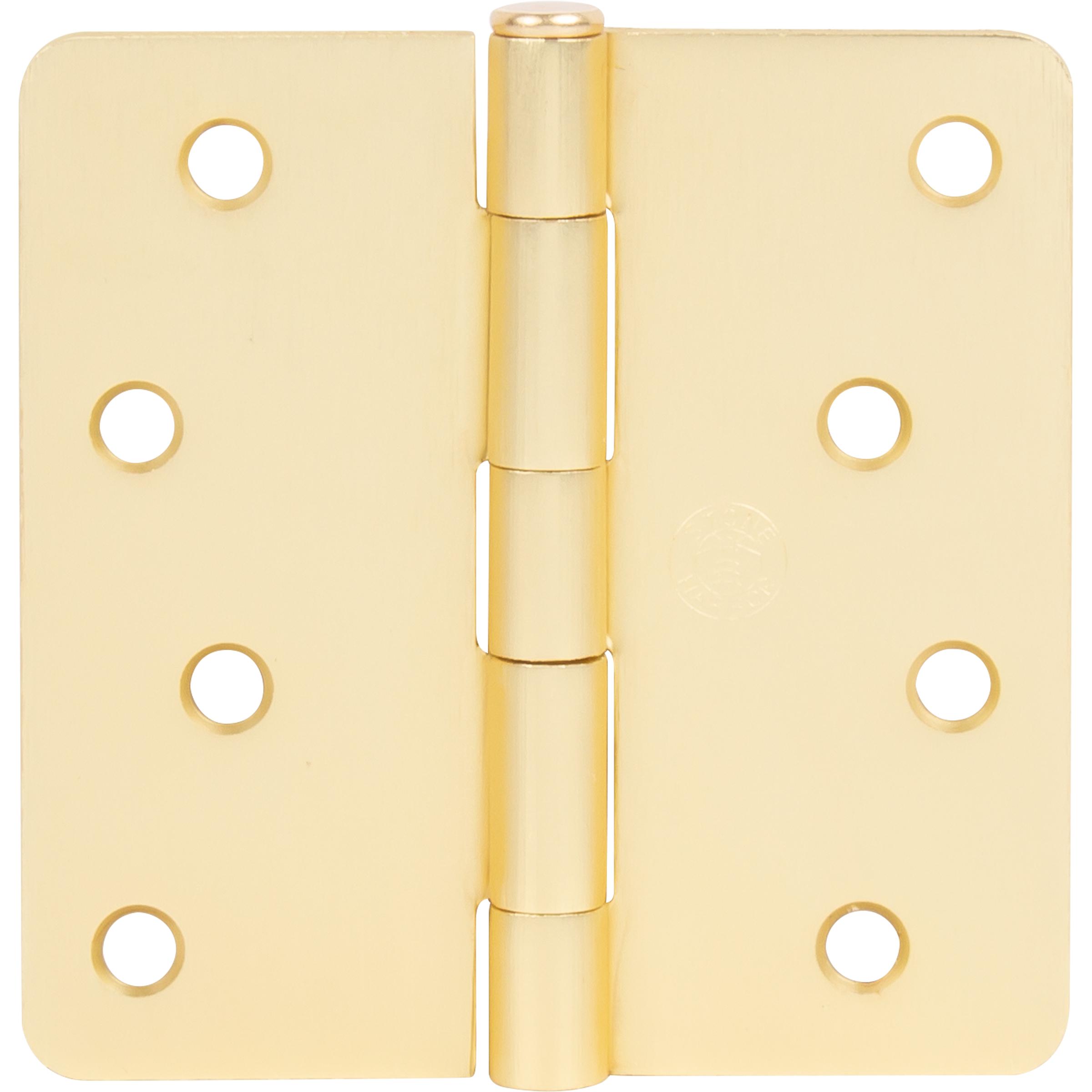 Stone Harbor Hardware 4" Door Hinges, 1/4" Radius Corner, Satin Brass, 3-Pack
