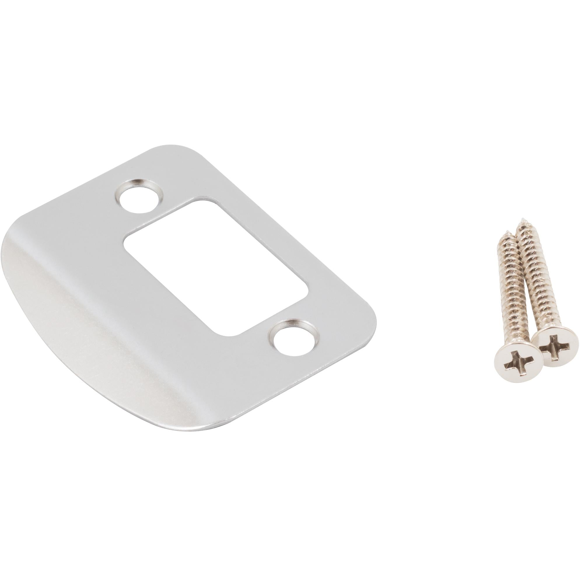 Stone Harbor Hardware Full Lip Round Corner Deadbolt Strike Plate, 2-1/4 Inches, 1-5/8" Center-to-Center, Satin Nickel