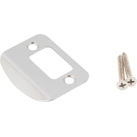 Stone Harbor Hardware Full Lip Round Corner Deadbolt Strike Plate, 2-1/4 Inches, 1-5/8" Center-to-Center, Satin Nickel