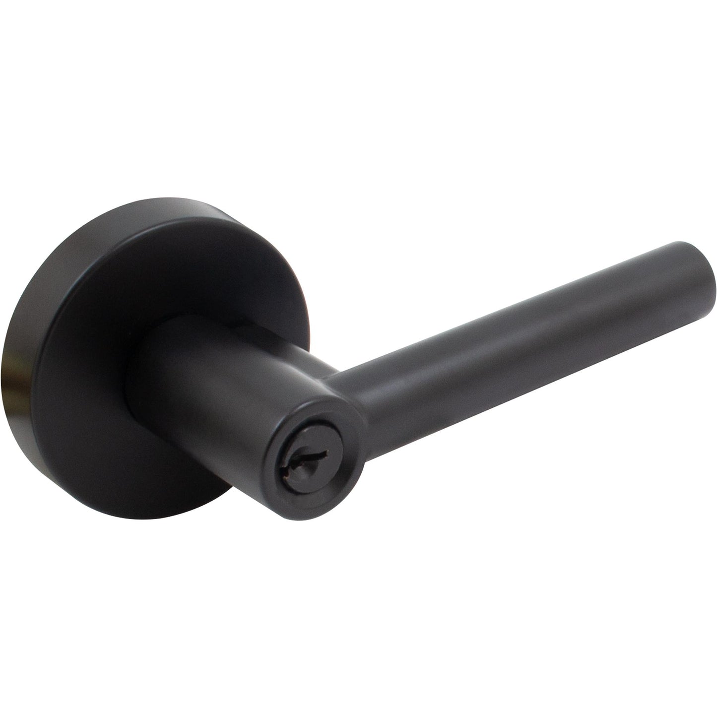 Stone Harbor Hardware Zurich Door Lever with Round Rosette, Entry Latch, KW Keyway, Matte Black