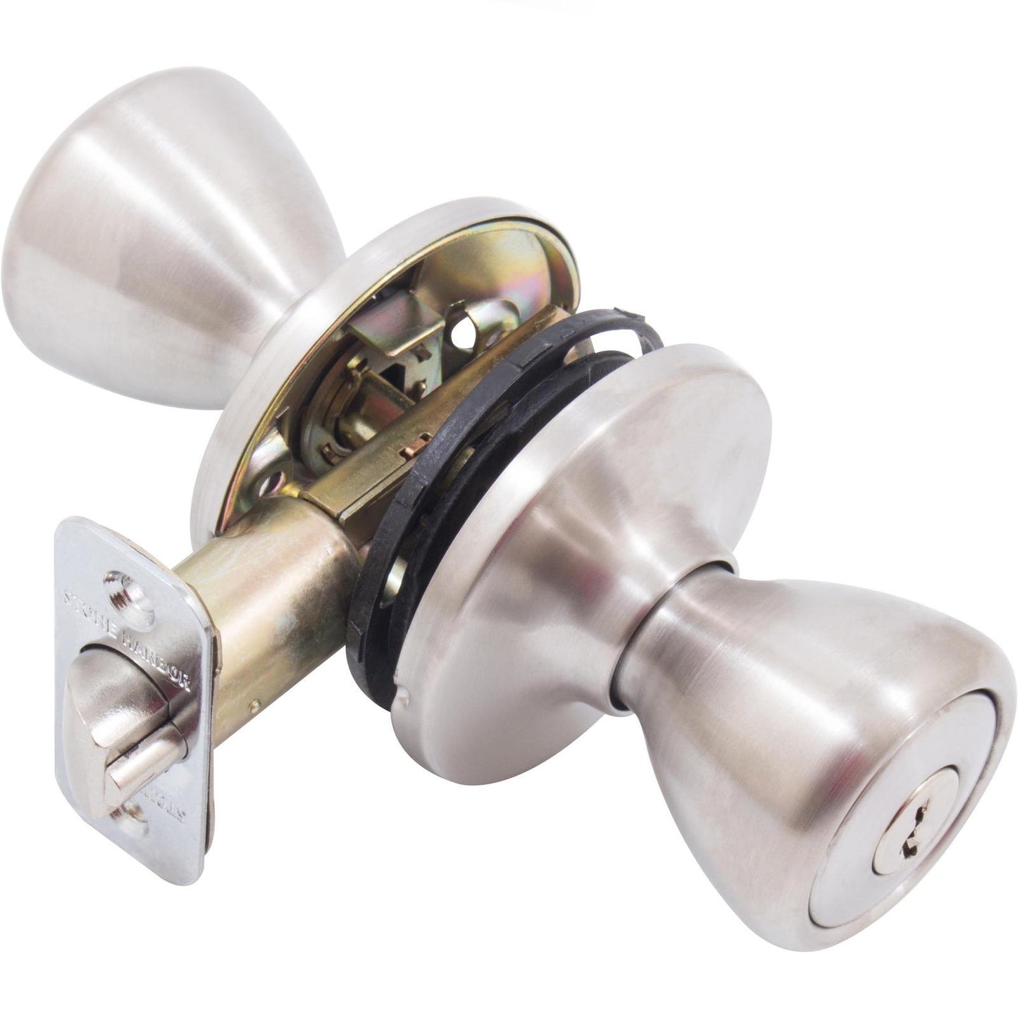 Stone Harbor Hardware Pre-Keyed Entry Work Lock, Entry Latch, KW Keyway, #65666 Key, Satin Stainless Steel