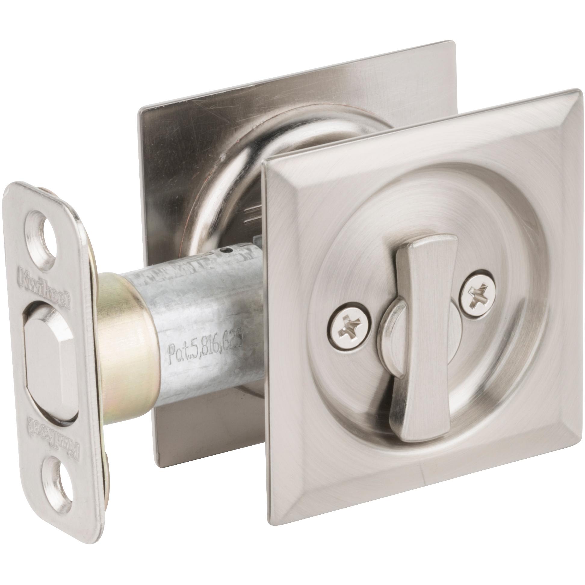 335x15 Square Pocket Door Lock Privacy - Satin Nickel