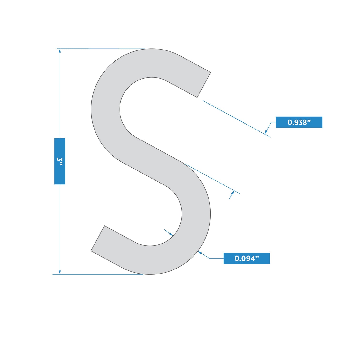 V2076 #120, 5/16" Open S Hook 2/pk - Zinc Plated