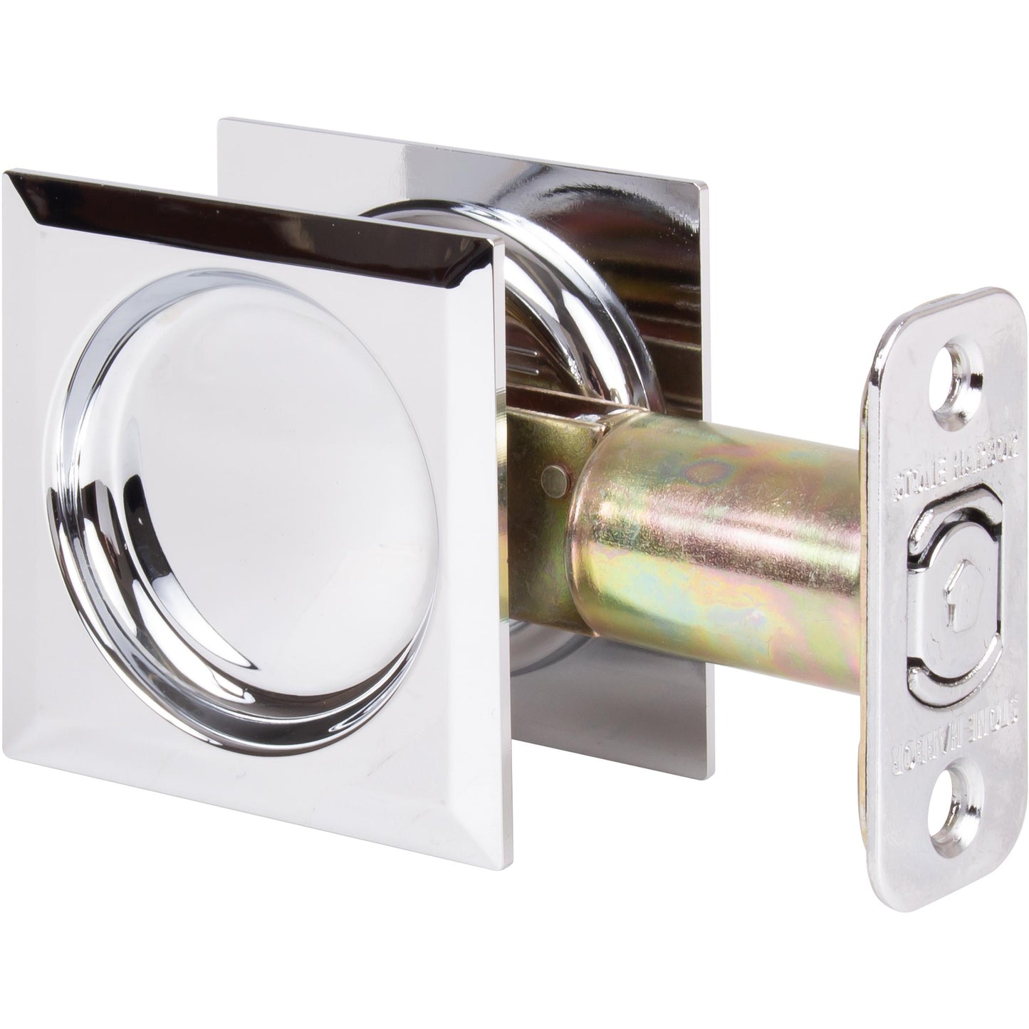 Stone Harbor Hardware Contemporary Square Pocket Door Lock, Passage Function, 2-3/4" Backset, Polished Chrome