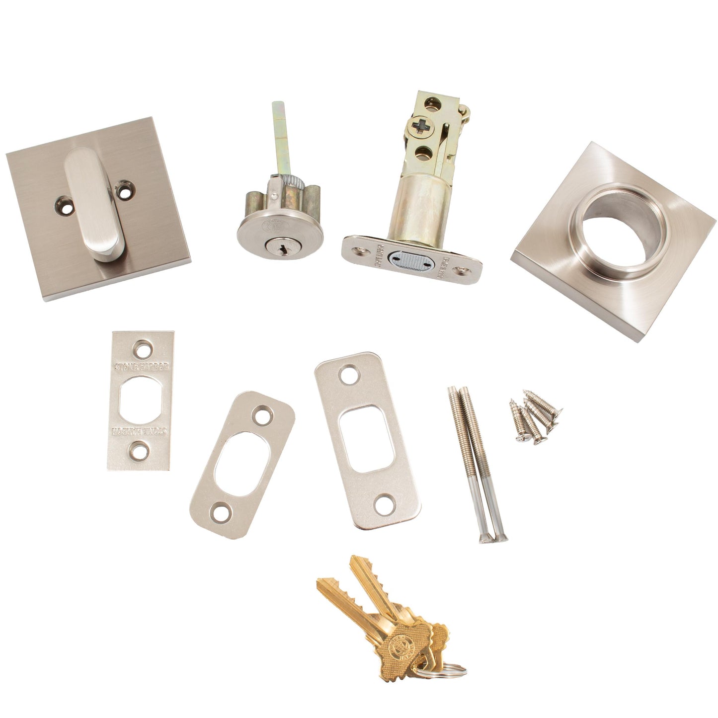 Stone Harbor Hardware Grade 3 Contemporary Square Deadbolt, SC Keyway, Satin Nickel