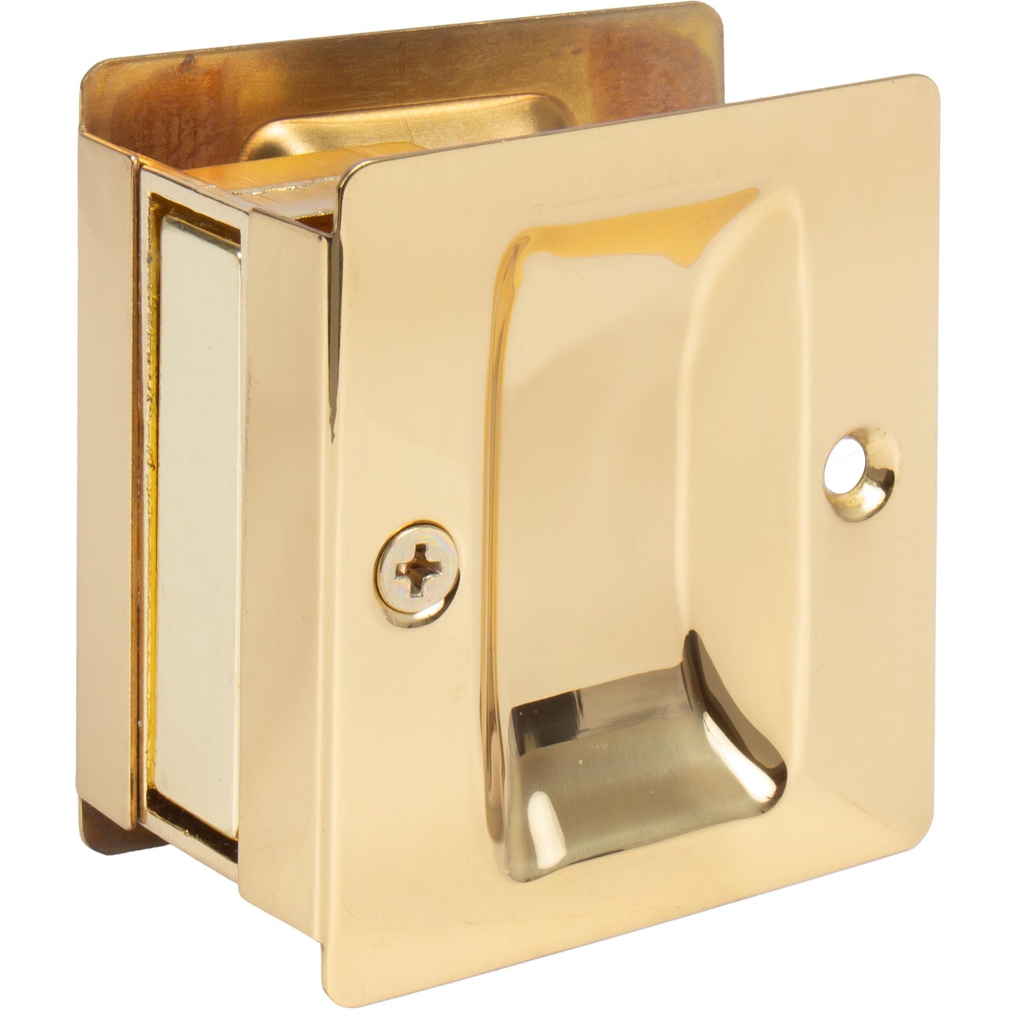 Stone Harbor Hardware Premium Square Pocket Door Lock, Passage Function, Polished Brass