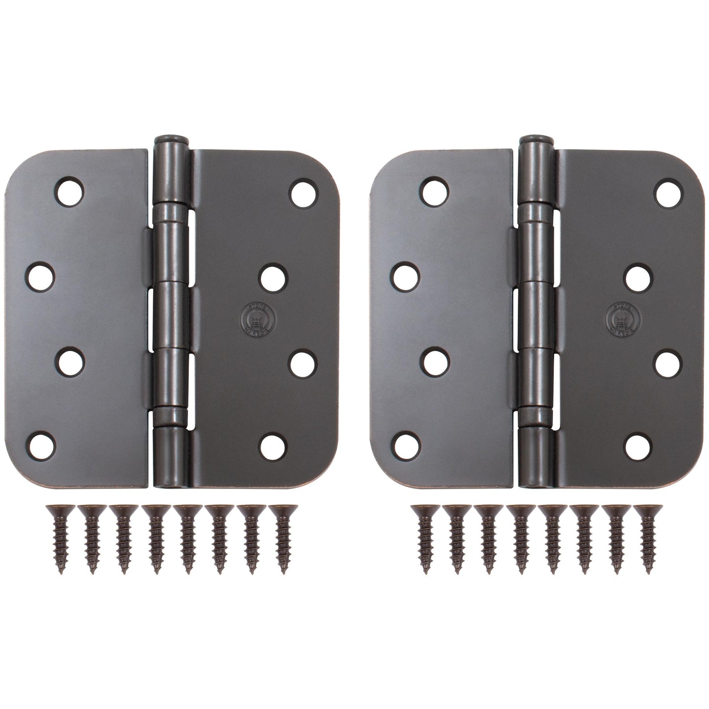Stone Harbor Hardware 4" Ball-Bearing Door Hinges, 5/8" Radius Corner, Vintage Bronze, 2-Pack