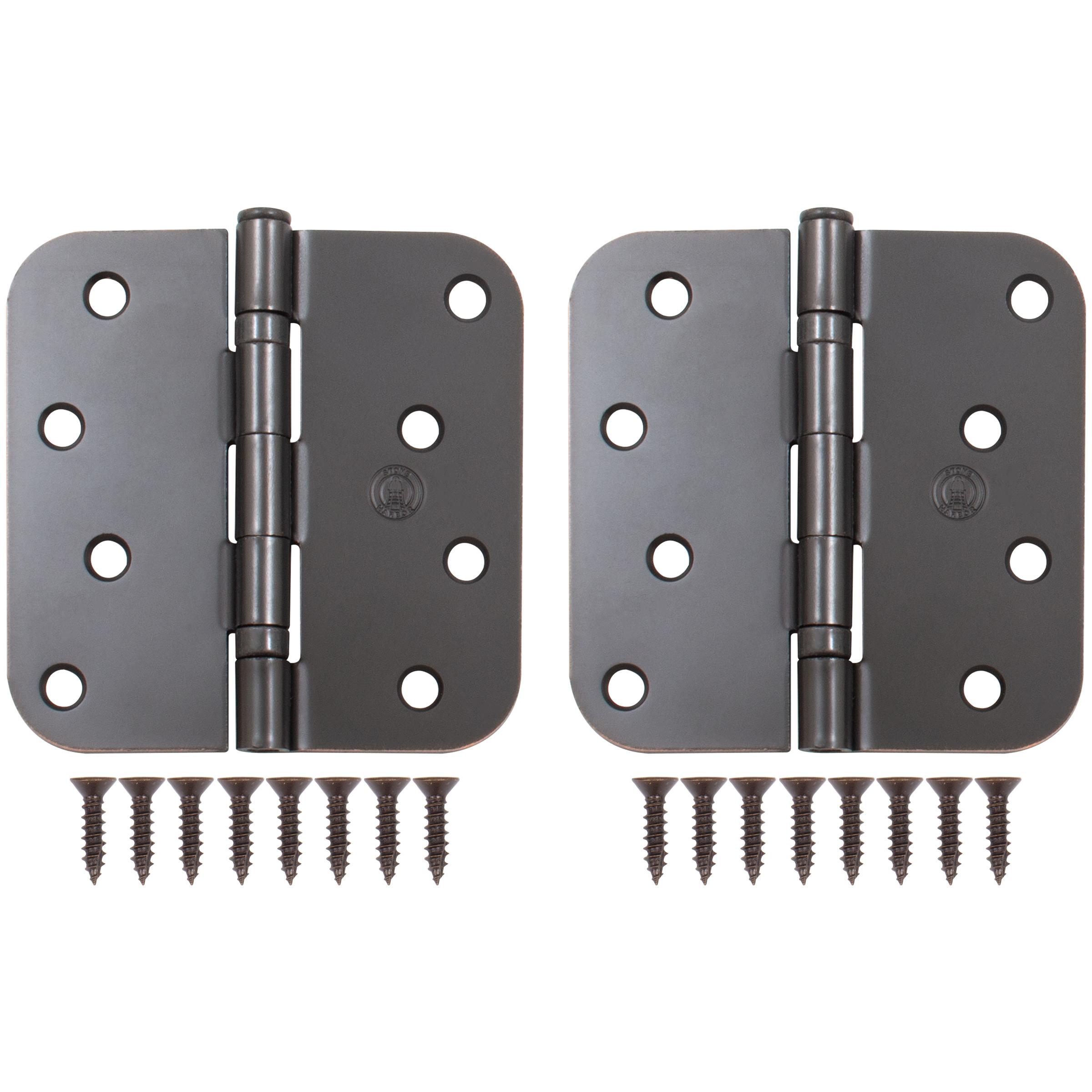 Stone Harbor Hardware 4" Ball-Bearing Door Hinges, 5/8" Radius Corner, Vintage Bronze, 2-Pack