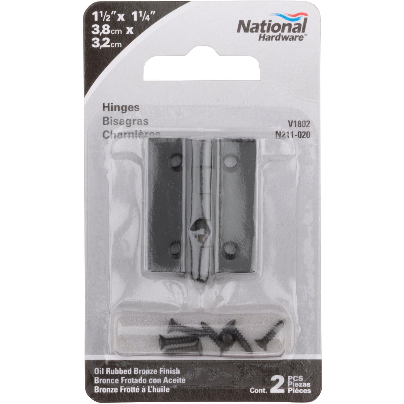 National Hardware - V1802 1-1/2" x 1-1/4" Hinge 2/pk - Oil-Rubbed Bronze