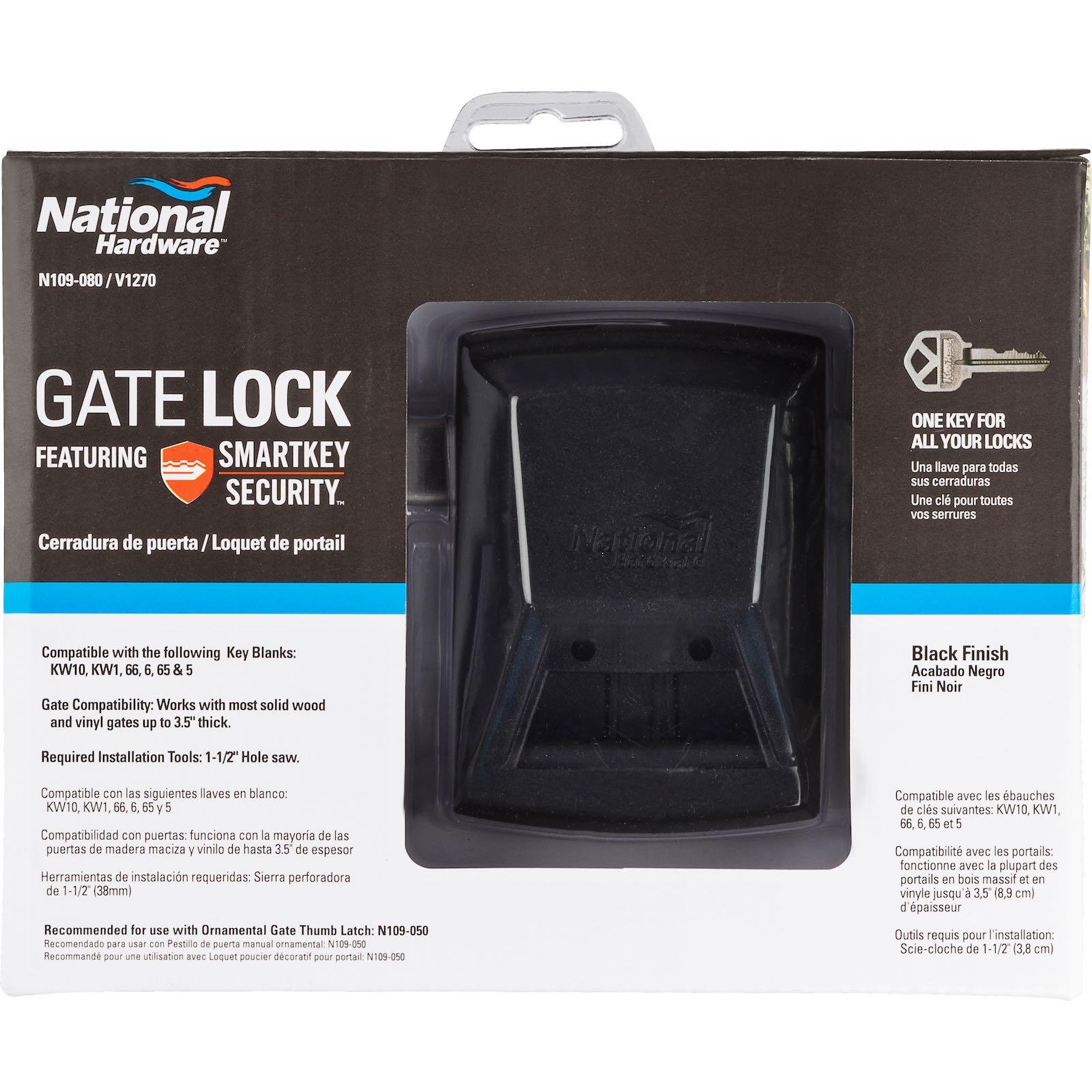 National Hardware - V1270 SmartKey Gate Lock - Black