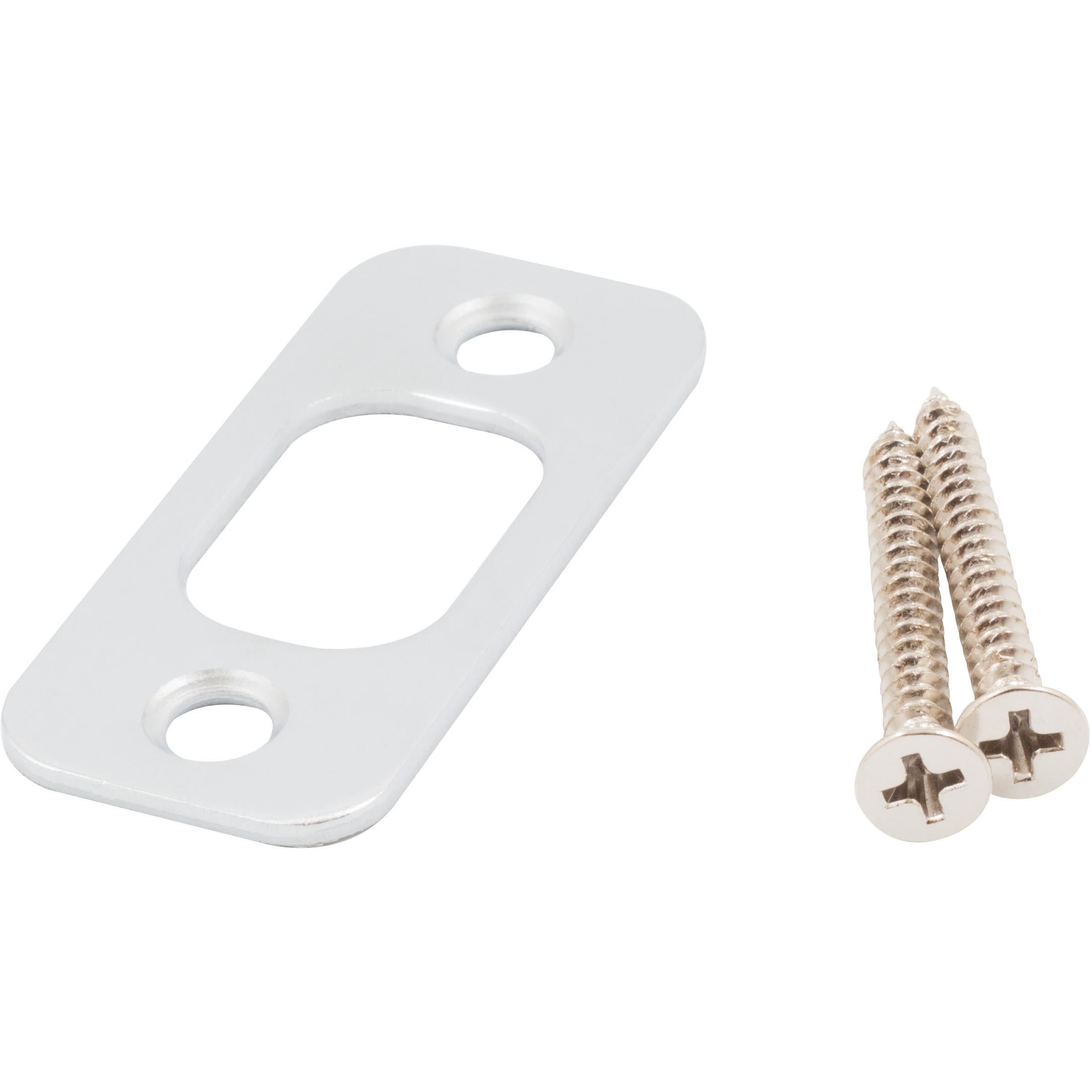 Round Corner Deadbolt Strike Plate, 1" x 2-1/4", 1-5/8" Center-to-Center