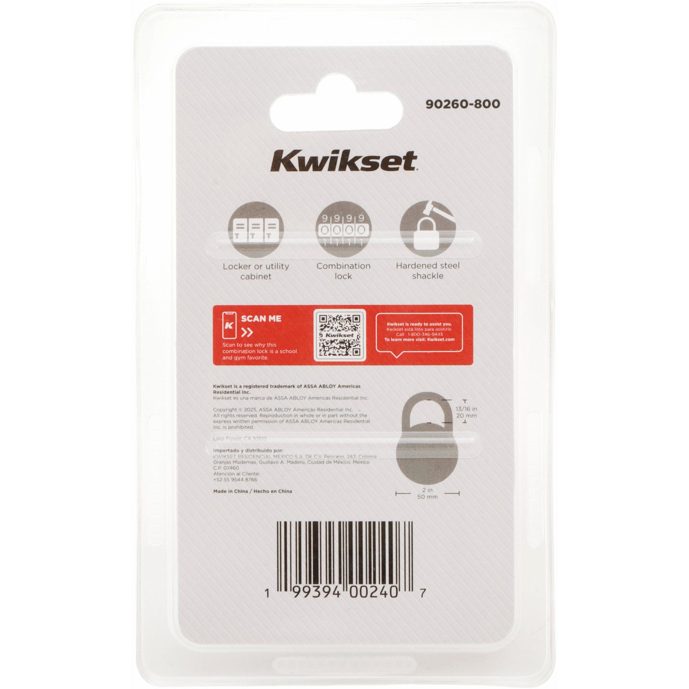 Kwikset 2" Combination Dial Padlock with 13/16" Shackle, Black