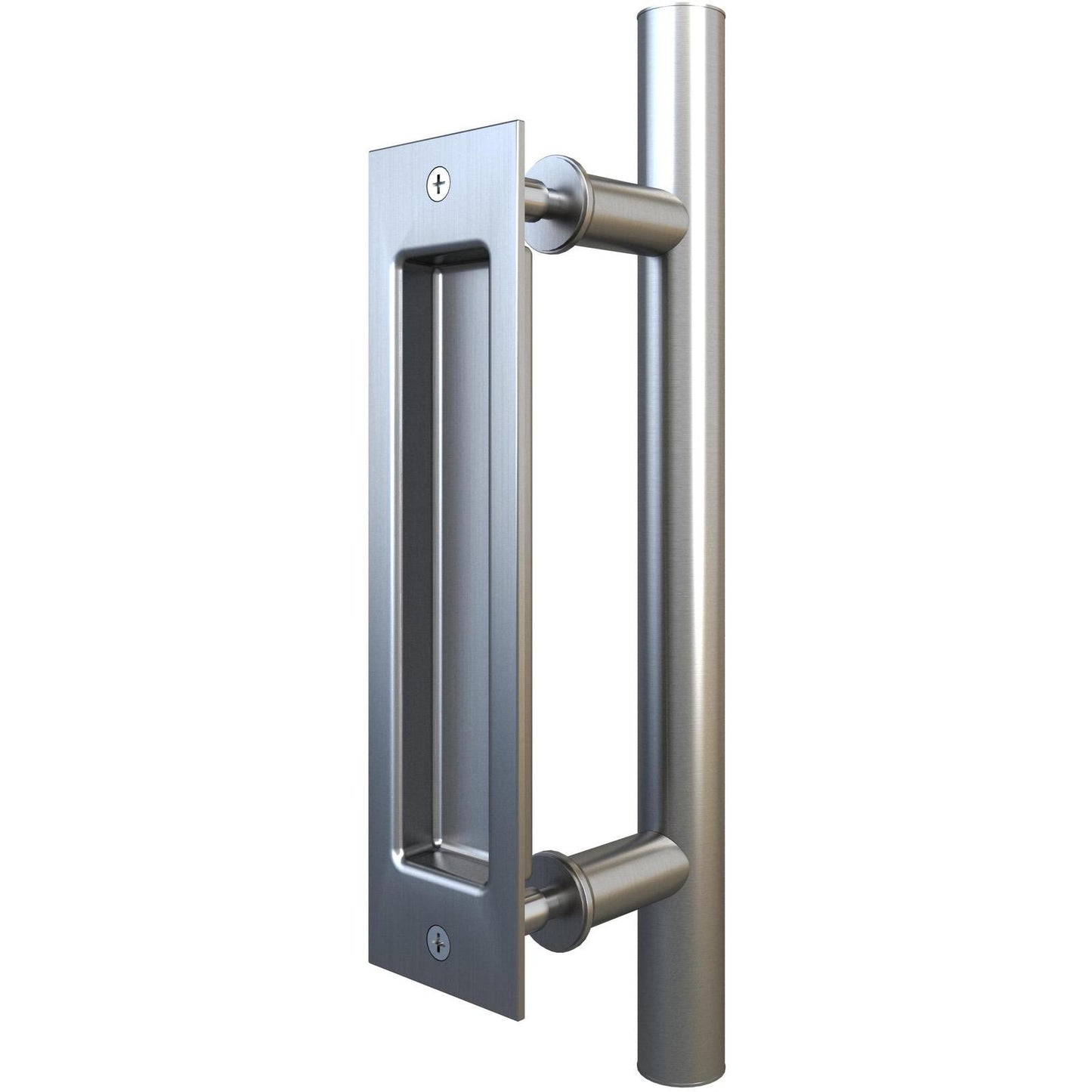Stone Harbor Hardware Sliding Door Combo Pull Set, 8" Flush Pull, 12" Bar Pull, Satin Stainless Steel