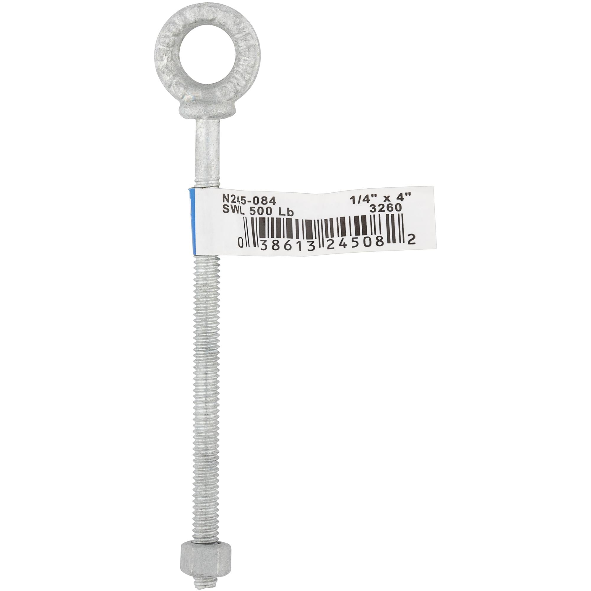 3260BC 1/4" x 4" Forged Eye Bolt with Shoulder - Galvanized