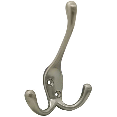 Stone Harbor Hardware Triple Robe Hook, 3-15/16" High, Multiple Projections, Satin Nickel