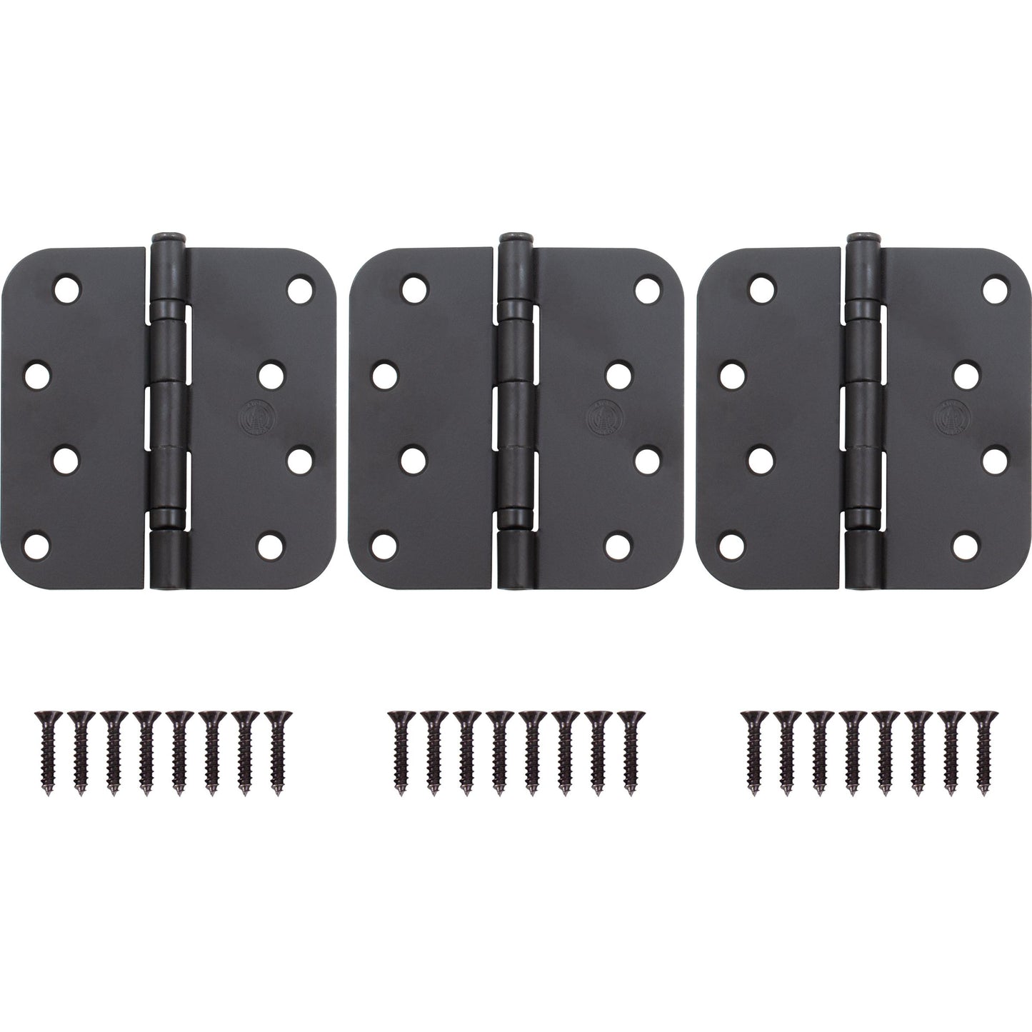 Stone Harbor Hardware 4" Ball-Bearing Door Hinges, 5/8" Radius Corner, Matte Black, 3-Pack