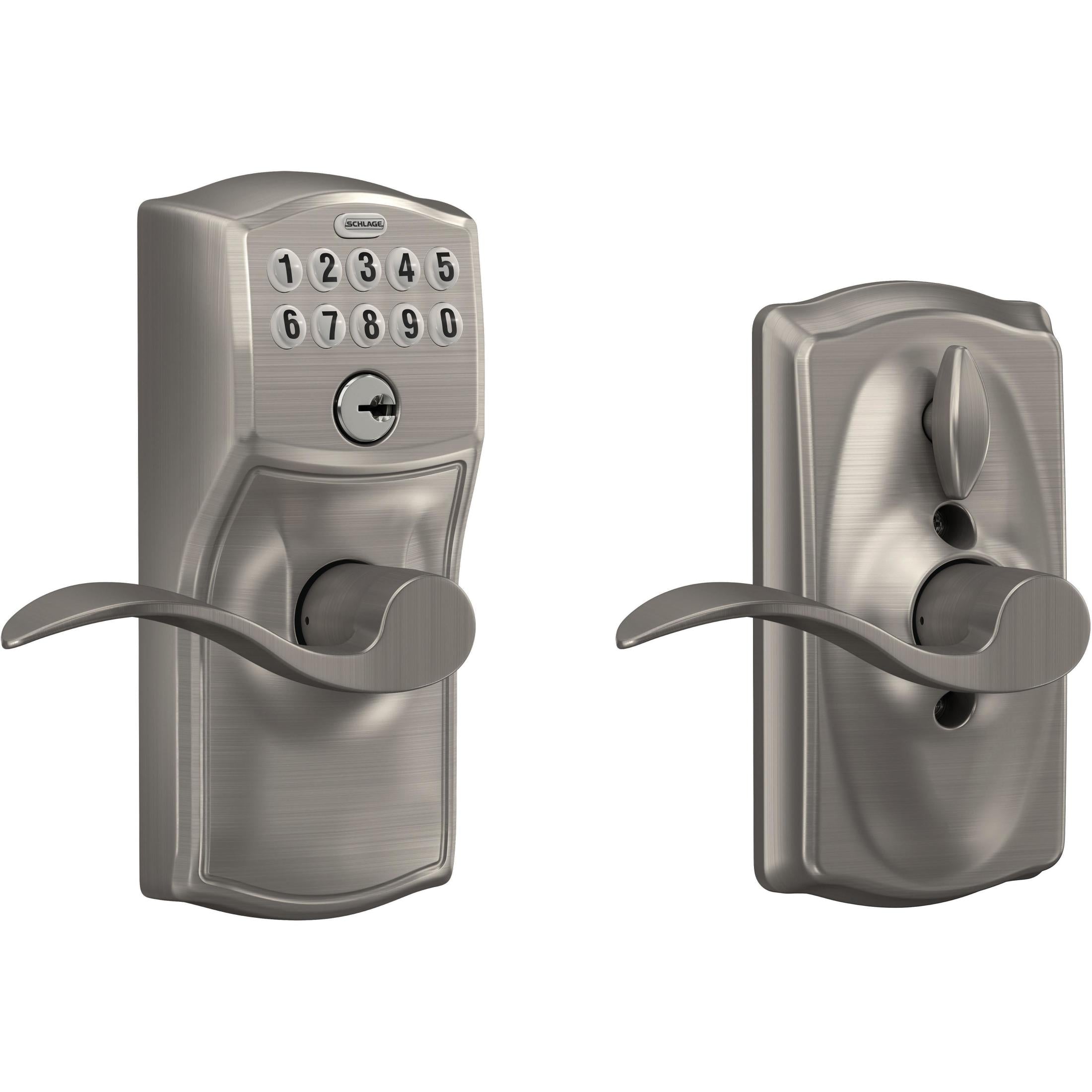 FE595CAM619ACC 16-086 10-027 Accent / Camelot Keypad Lever - Satin Nickel