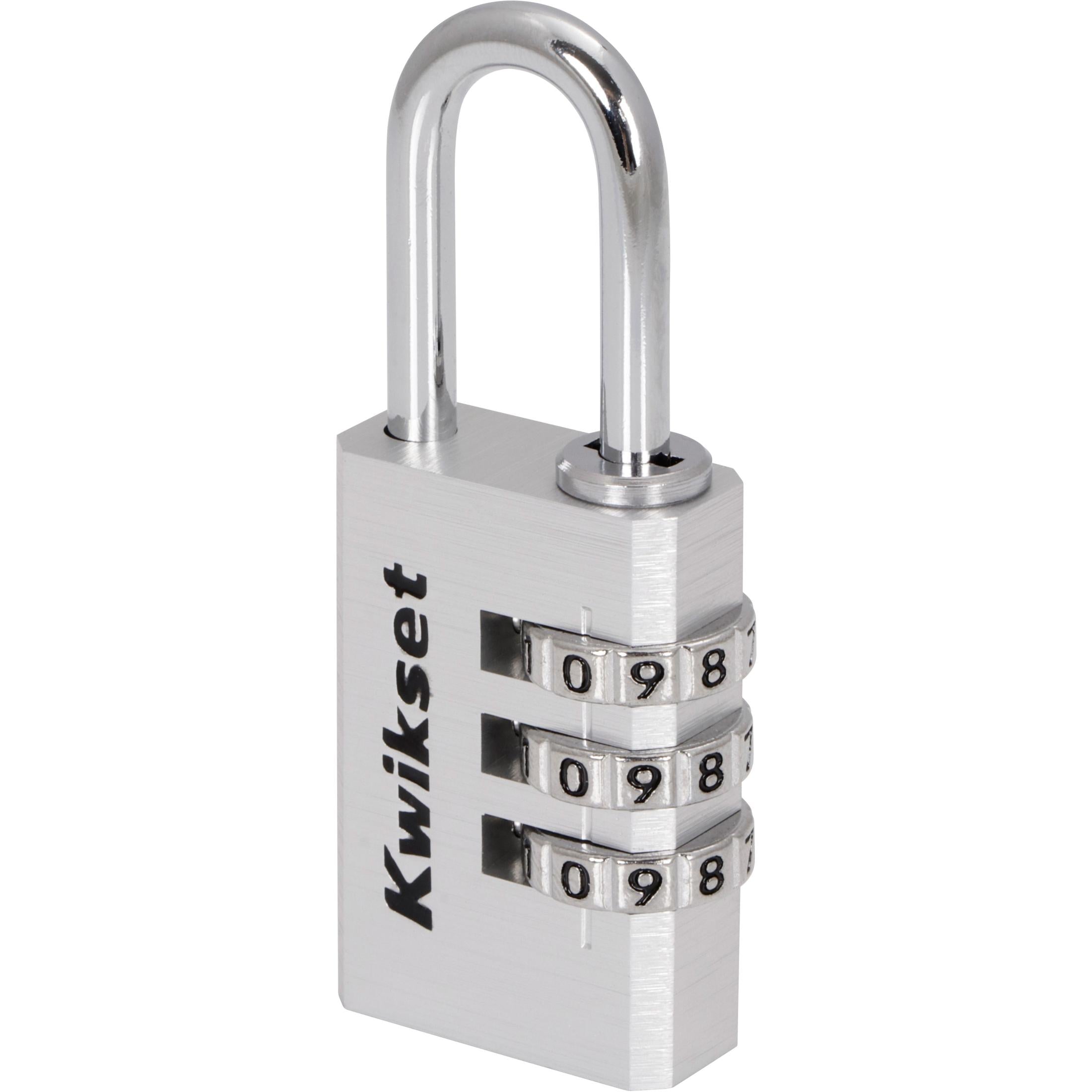 Kwikset 1-1/8" Aluminum Combination Padlock with 1" Shackle, Silver