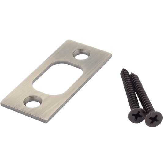 Stone Harbor Hardware Square Corner Deadbolt Strike Plate, 1" x 2-1/4", 1-5/8" Center-to-Center, Antique Brass