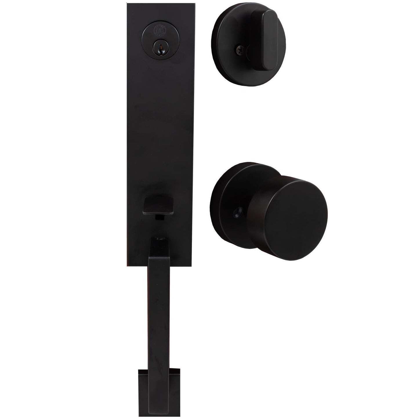 Stone Harbor Hardware Munich Handleset, Bonn Interior Trim, Round Rose, SC Keyway, Matte Black