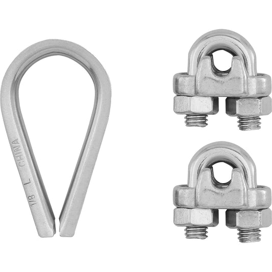 V4230 3/32" x 1/8" Cable Clamp Kit 3/pk - Stainless Steel