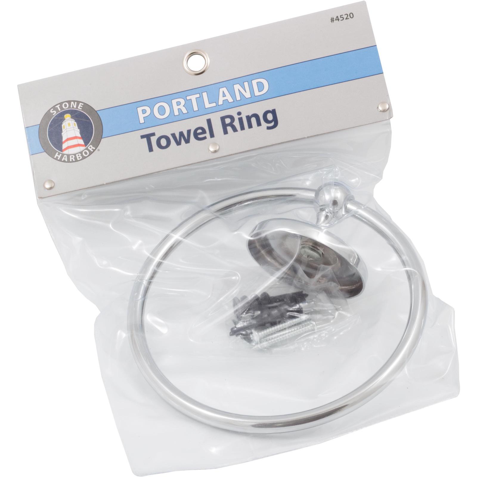Stone Harbor Hardware Portland Towel Ring, Polished Chrome