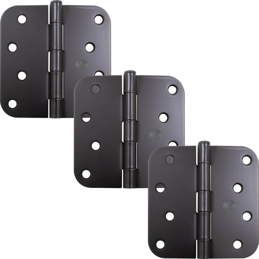 Stone Harbor Hardware 4" Door Hinges, 5/8" Radius Corner, Oil-Rubbed Bronze, 3-Pack