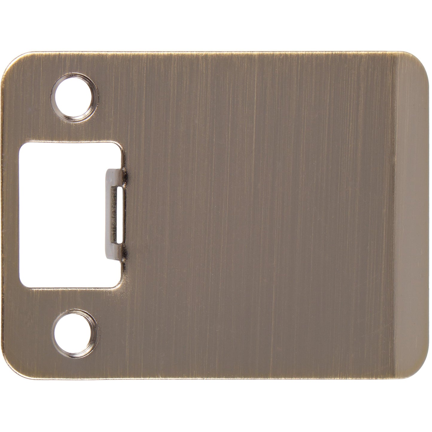 Stone Harbor Hardware Round Corner Extended Lip Strike Plate, 2-1/4" x 2-1/2", (3" Overall Length), Antique Brass