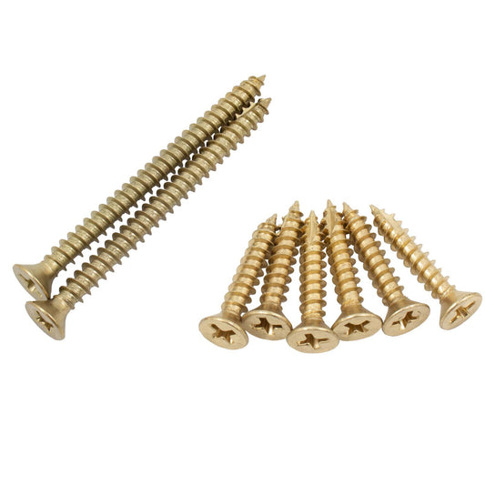 Stone Harbor Hardware Large Door Screw Pack, #9 x 2-1/4" (2-Pack) and #9 x 1" (6-Pack), Polished Brass