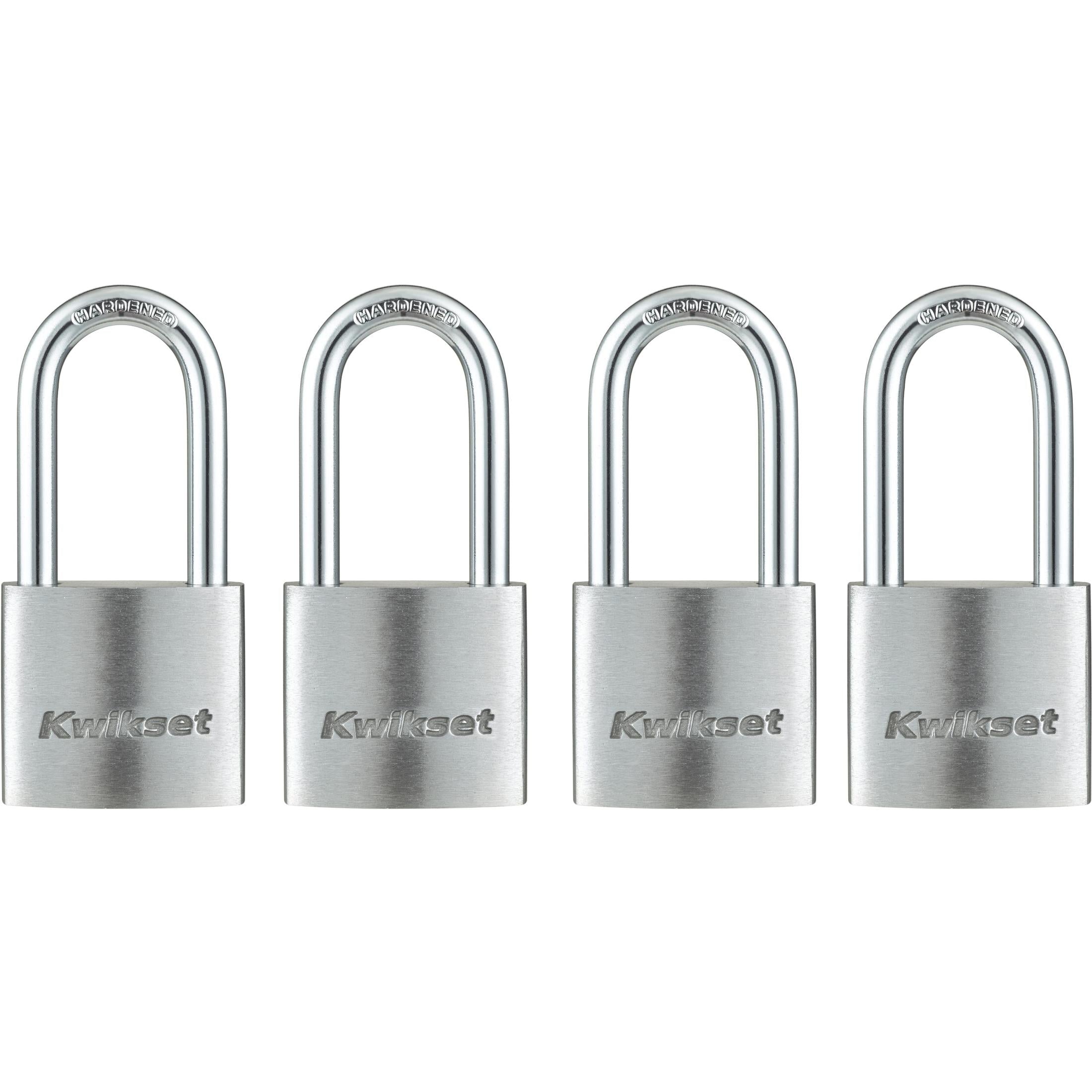 Kwikset 1-1/2" Aluminum Padlock KA with 1-1/2" Shackle, 4-Pack