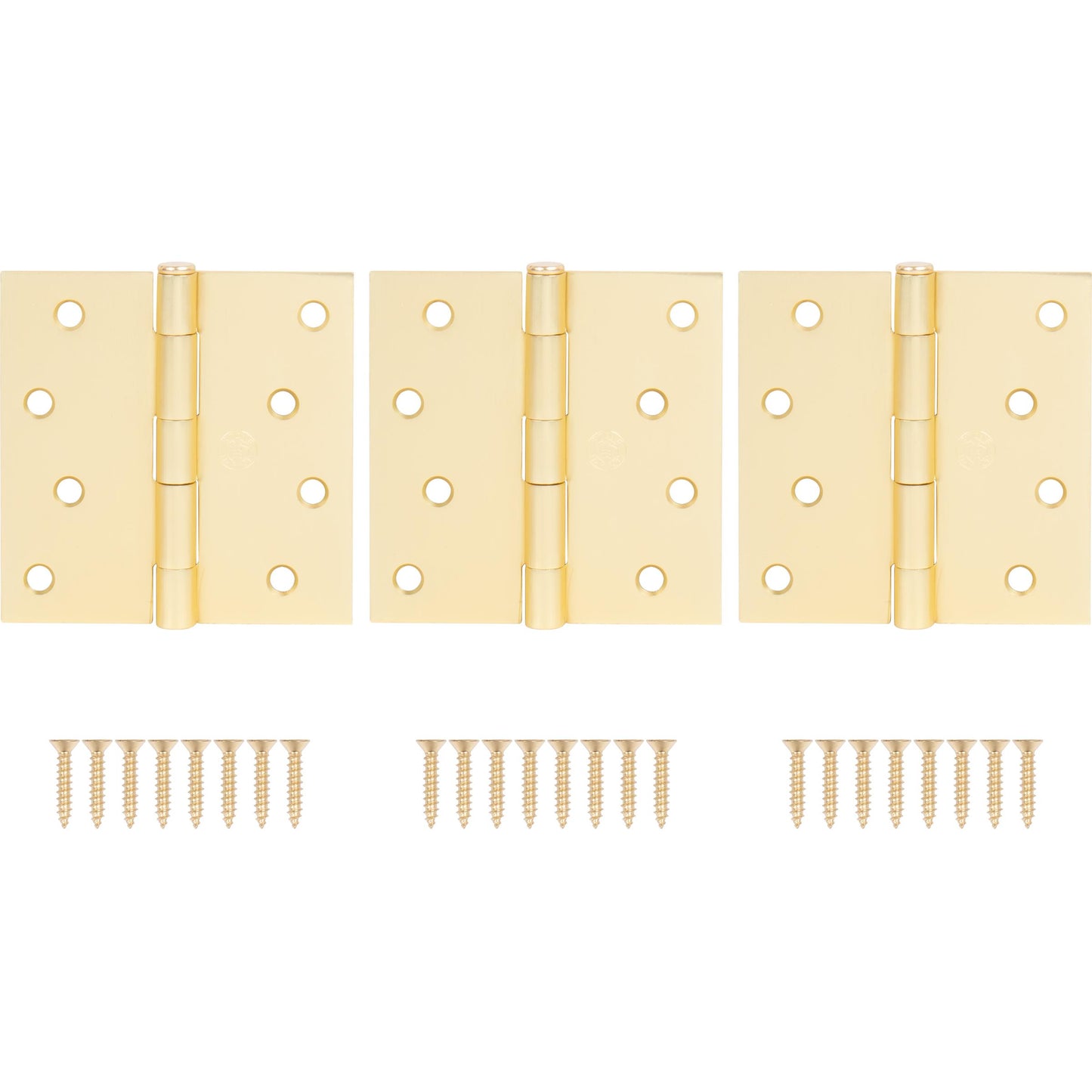 Stone Harbor Hardware 4" Door Hinges, Square Corner, Satin Brass, 3-Pack