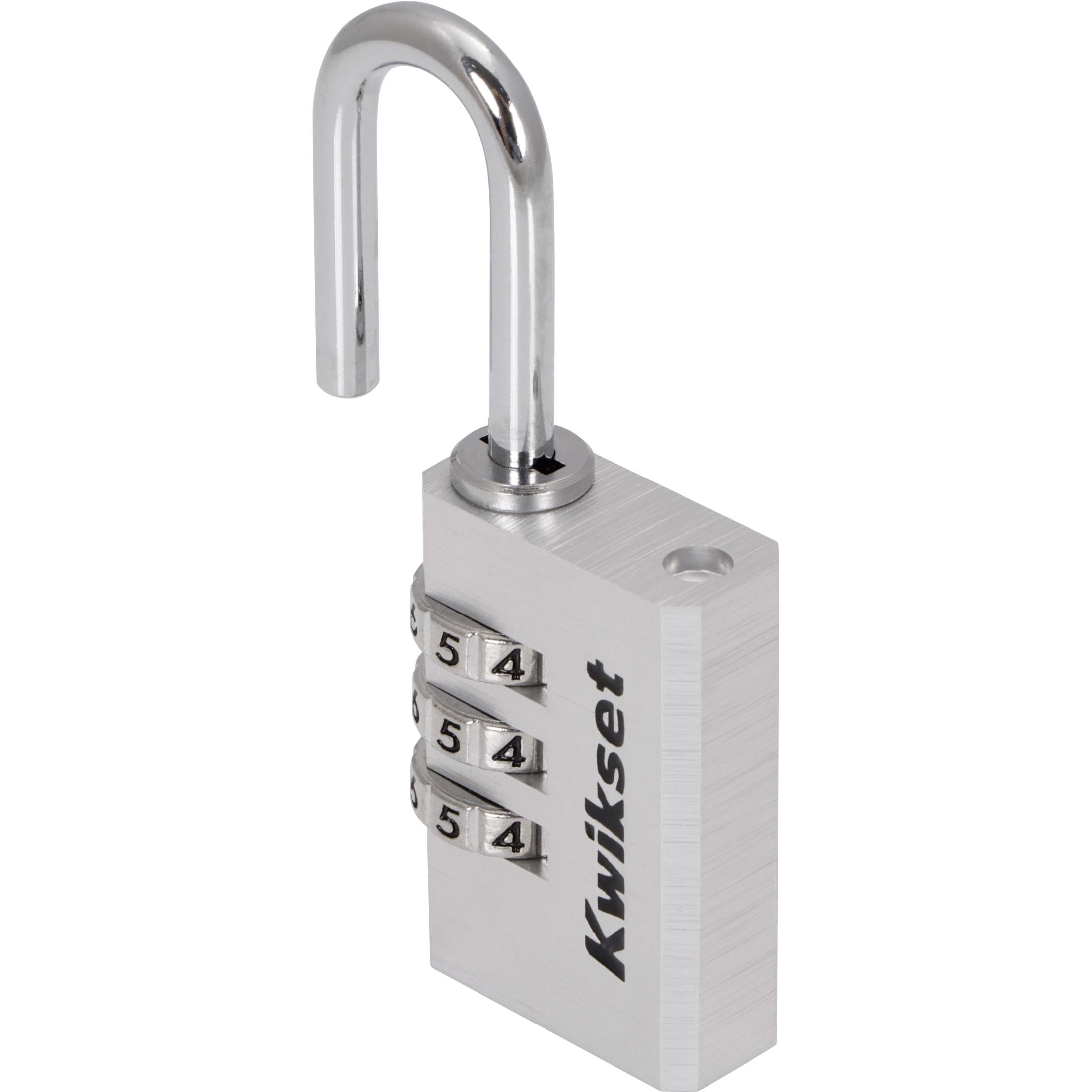 Kwikset 1-1/8" Aluminum Combination Padlock with 1" Shackle, Silver
