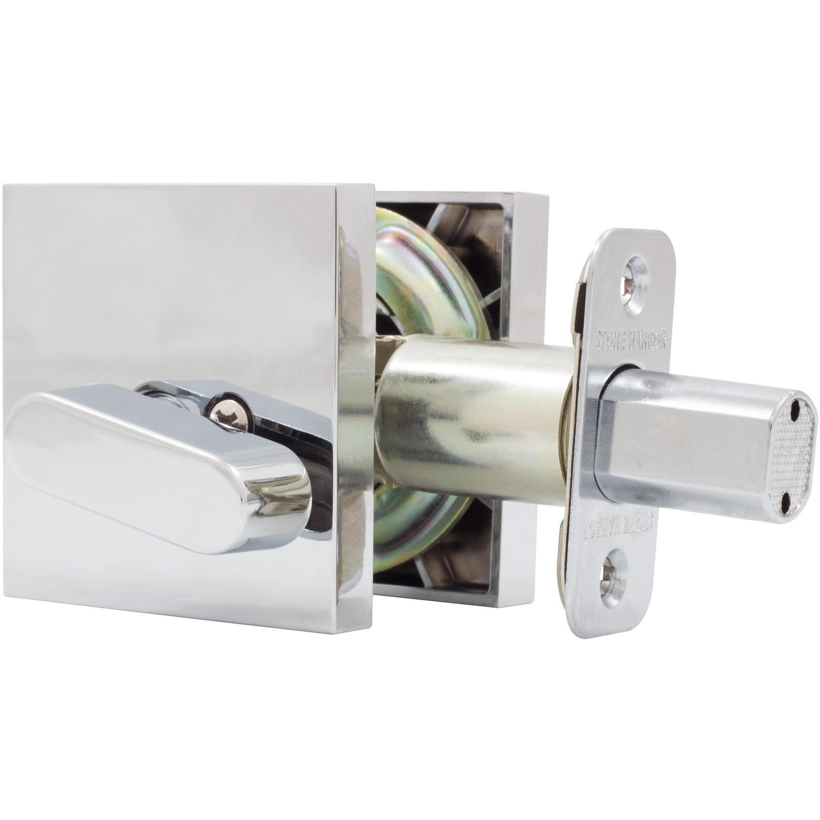 Stone Harbor Hardware Grade 3 Contemporary Square Deadbolt, KW Keyway, Polished Chrome
