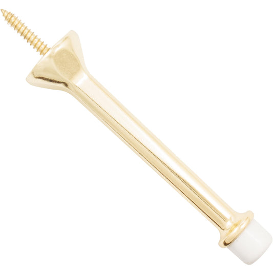 Stone Harbor Hardware Heavy-Duty Solid Door Stop, 4 Inches, Polished Brass