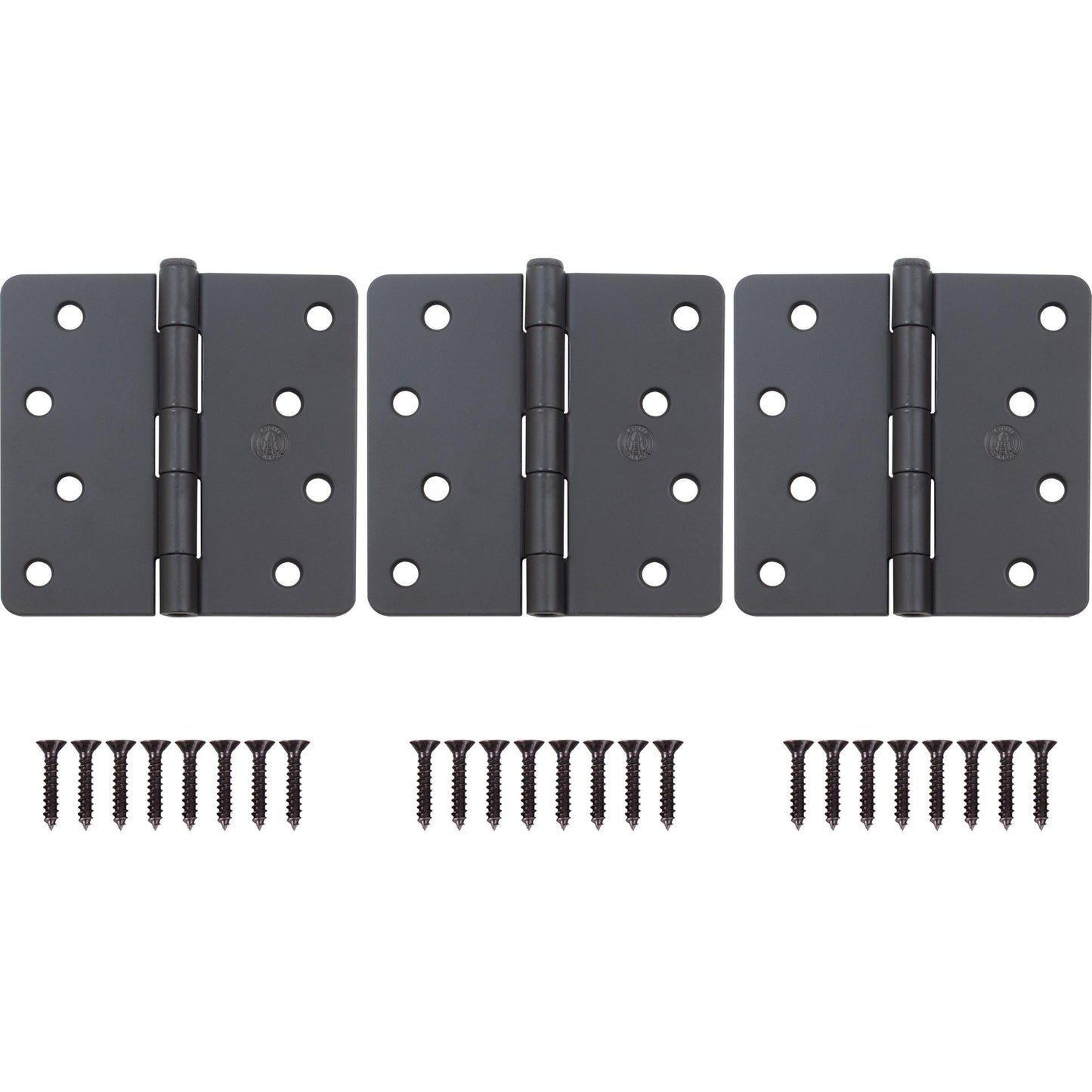 Stone Harbor Hardware 4" Door Hinges, 1/4" Radius Corner, Matte Black, 3-Pack