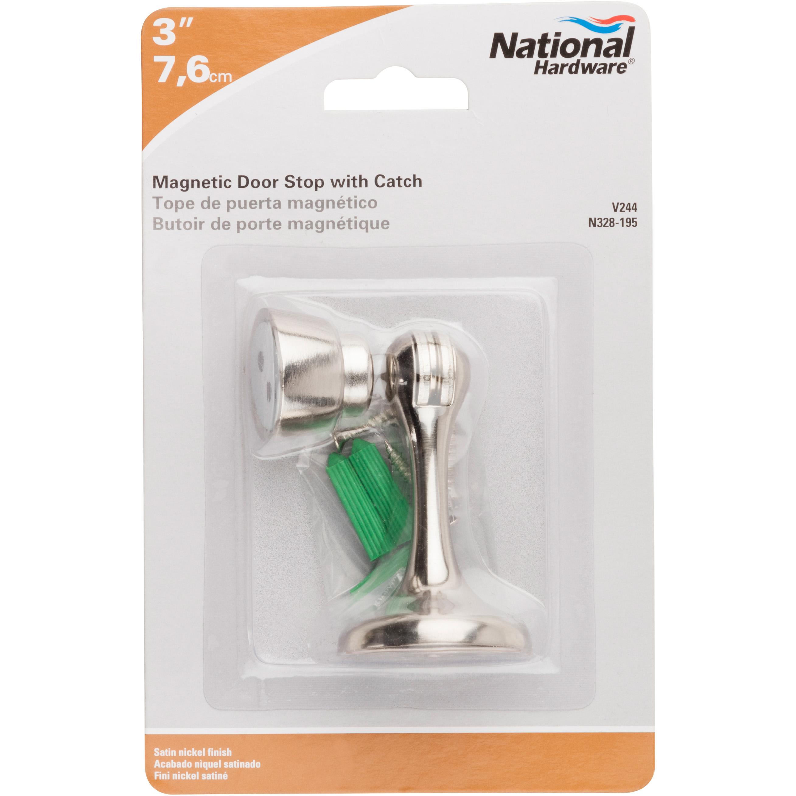 National Hardware - V244 3” Magnetic Rigid Door Stop with Catch - Satin Nickel